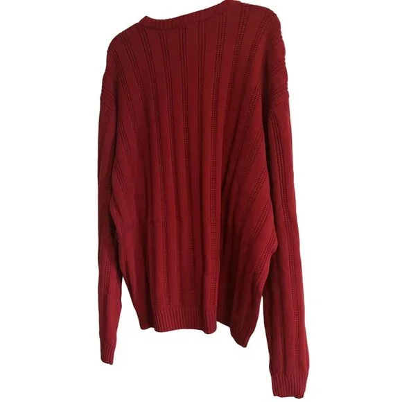 CHAPS RALPH LAUREN Men's RED Crew Neck Cotton Cable-Knit Sweater XXL NWT